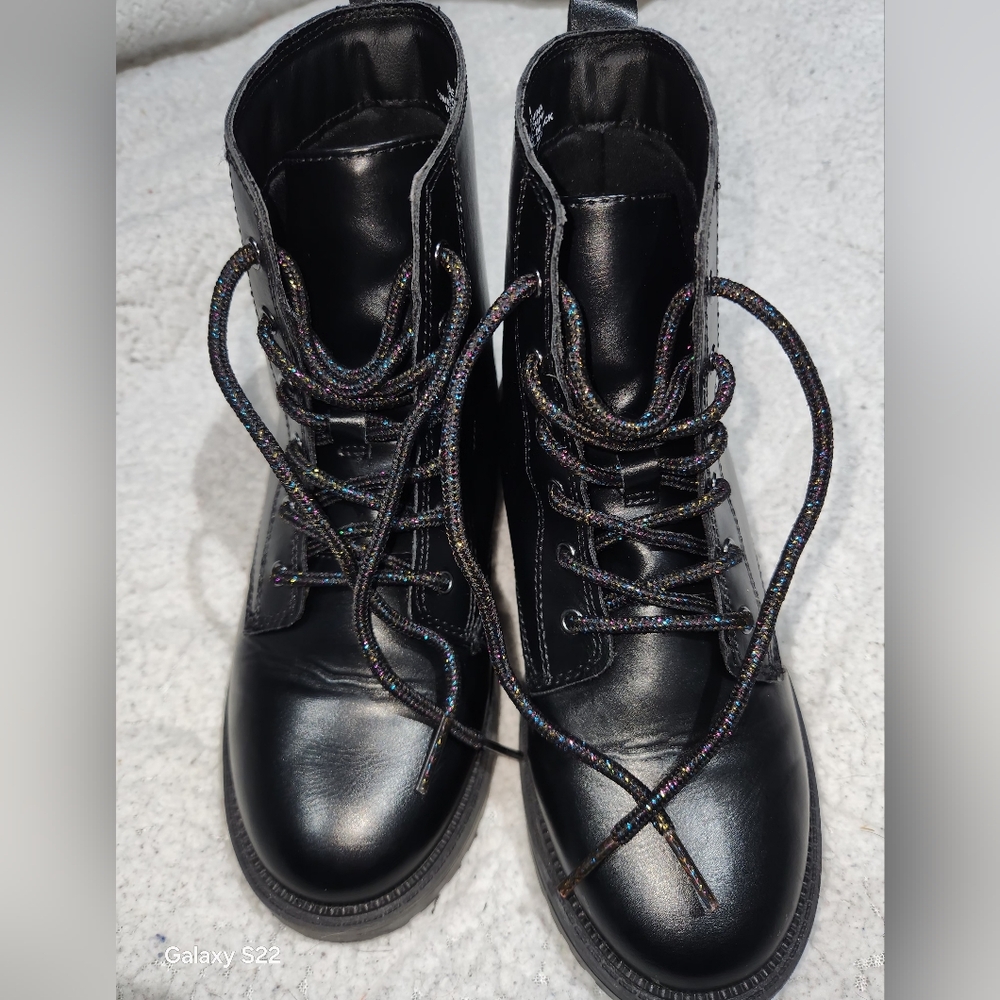 Black Girl Lace-Up Boots